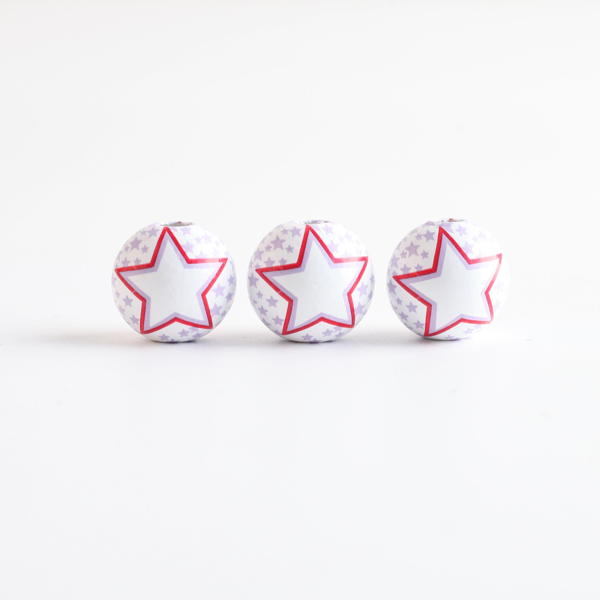 Wholesale 10pcs 16mm American Independence Day Wooden Beads Garland Printed Beads ACC-BDS-DianJin001