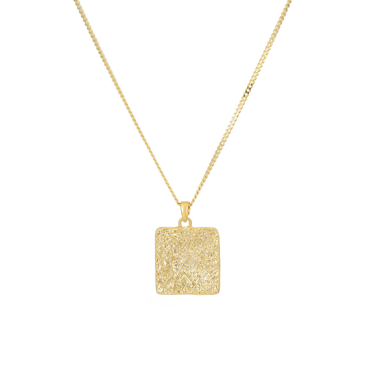 Wholesale  Round Square Necklace Plated Real Gold Clavicle Chain