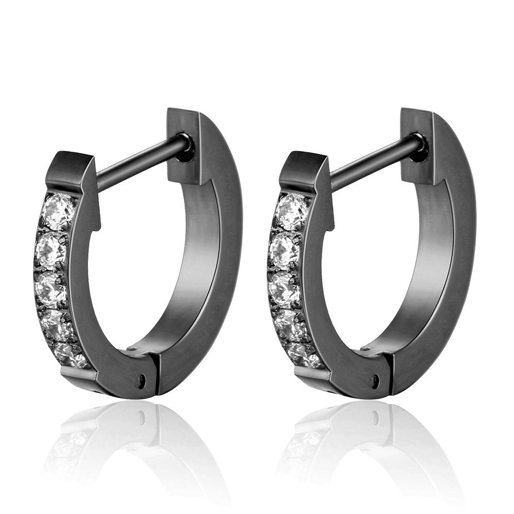 Wholesale Titanium steel diamond 9mm ear buckle 18K gold Fashion  earrings