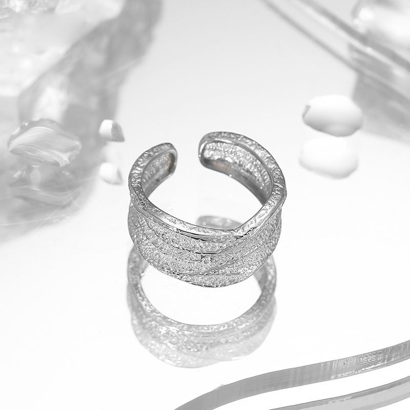 Wholesale Pleated Plain Ring Women's Sterling Silver Irregular Light Luxury Rings