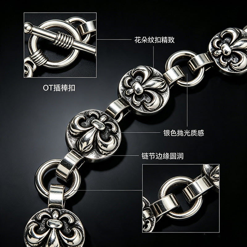 Wholesale Zinc Alloy Anchor Cross Chain Bracelet Vintage Silver Plating Unisex Fashion Accessory