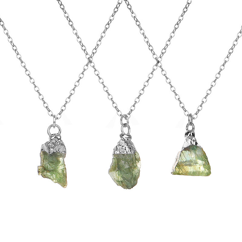 Wholesale Colored Natural Stone Irregular Birthstone Crystal Alloy Necklace ACC-NE-ZhuangZ005