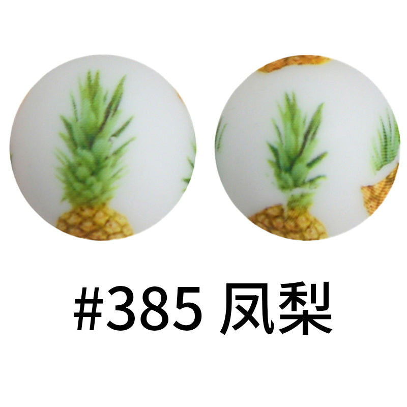 Wholesale 50pcs Western Style Leopard Skull Color Aztec Printed Silicone Balls Beads ACC-BDS-HeSheng003