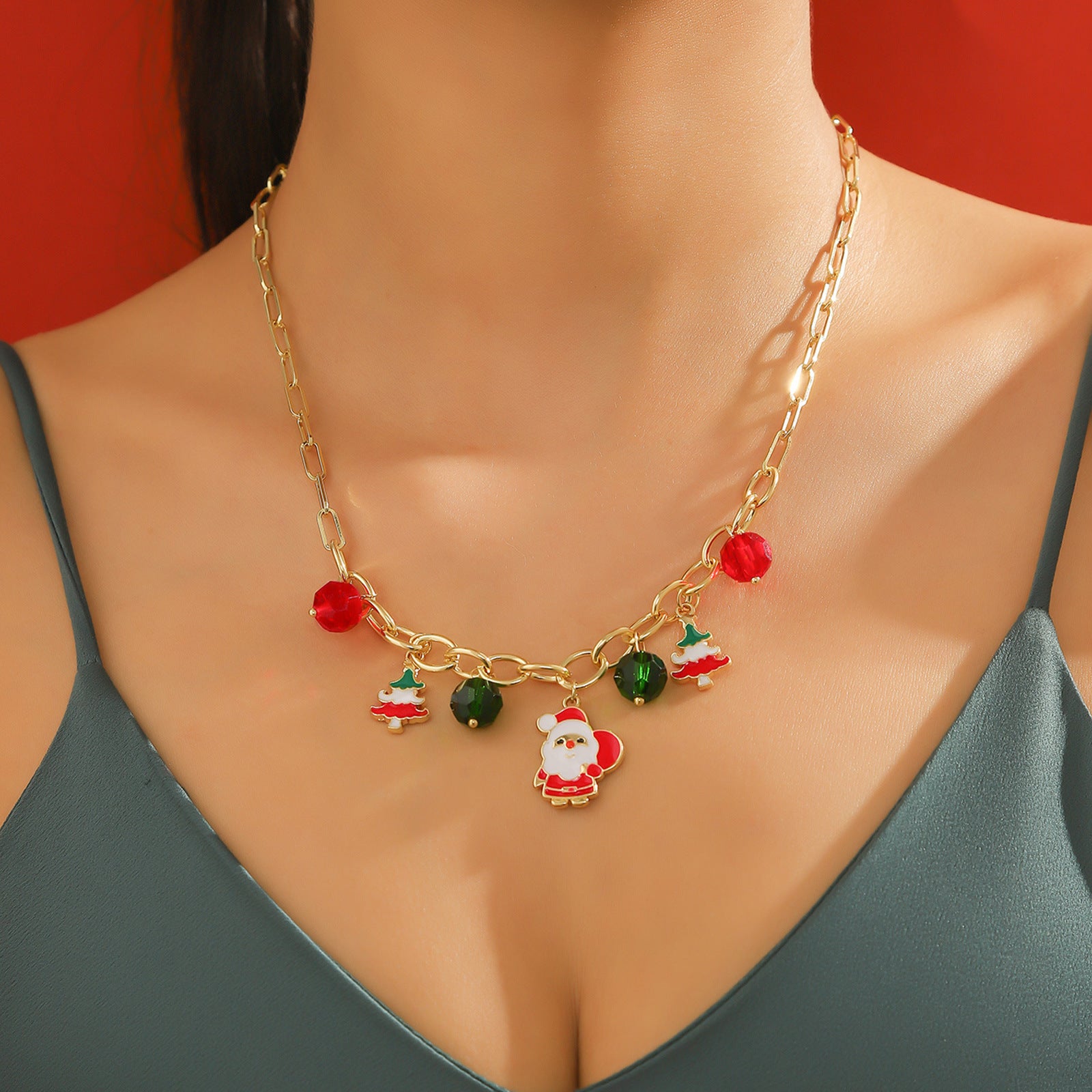Wholesale Christmas Soft clay Necklace  Multi-Layer Choker Necklace