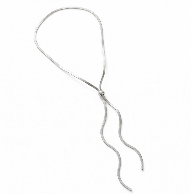 Wholesale Stainless Steel Electroplated Adjustable Long Blade Chain Necklace Chic Minimalist Sweater Chain For Women Layering Jewelry