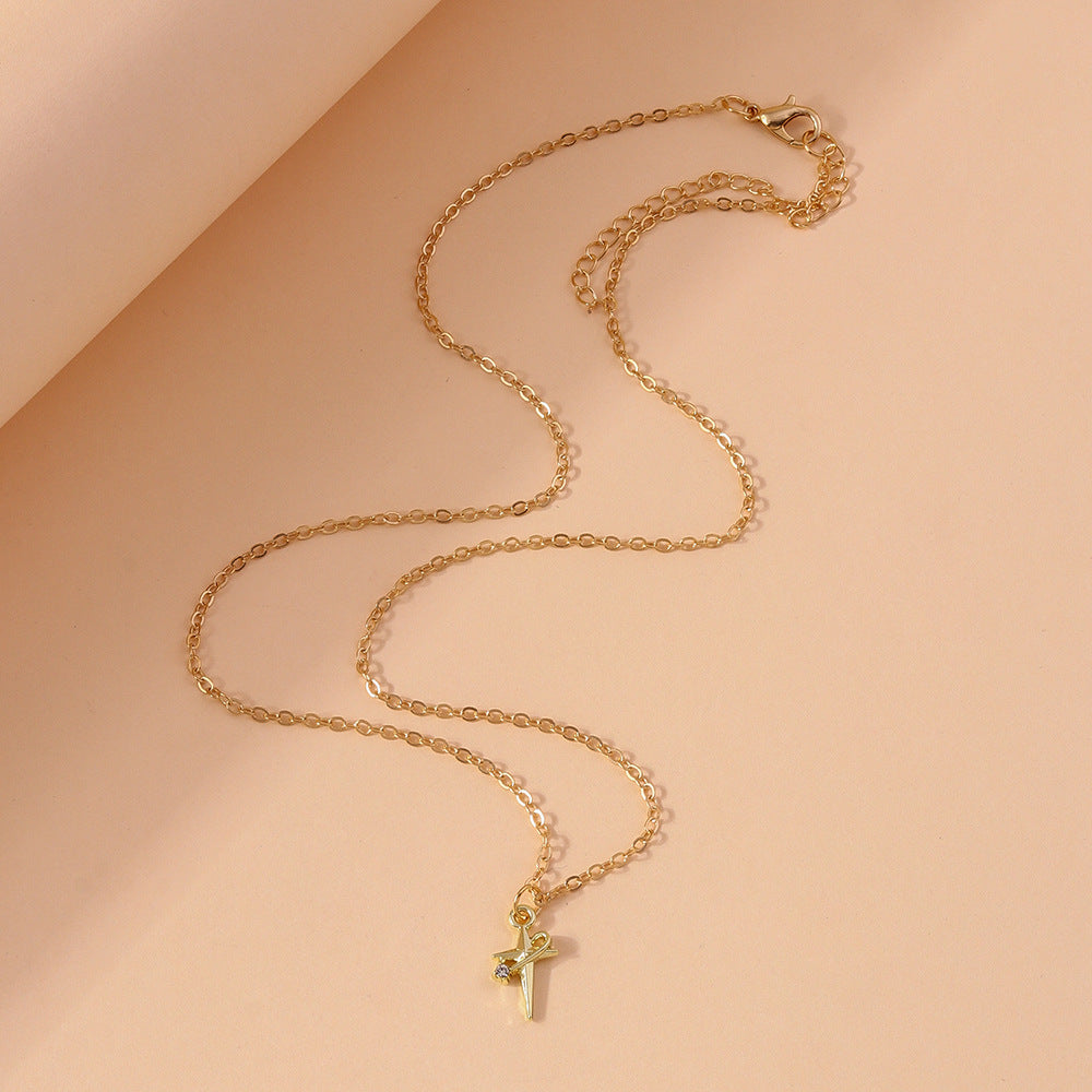 Wholesale cross clavicle chain  popular planet with four-pointed star necklace