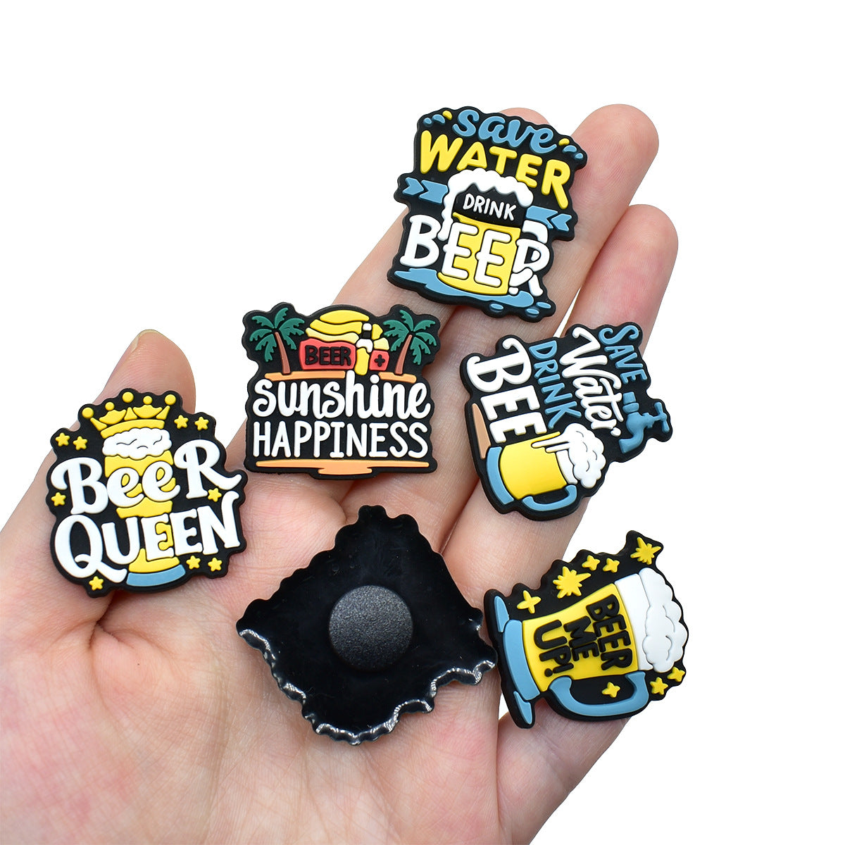 Wholesale  Random 100pcs e-commerce beer festival phrase series of clogs PVC Soft Rubber Shoe Buckle Decoration