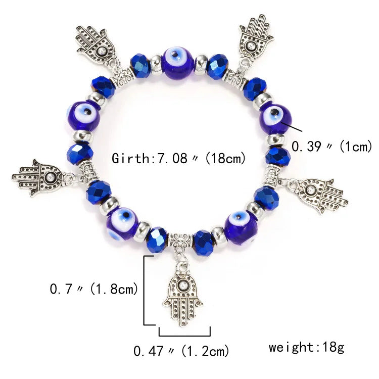 Wholesale Blue Evil Eye Glass Bead Bracelet With Palm Pendant Unisex Fashion Accessory For Everyday Wear And Boutique Resale