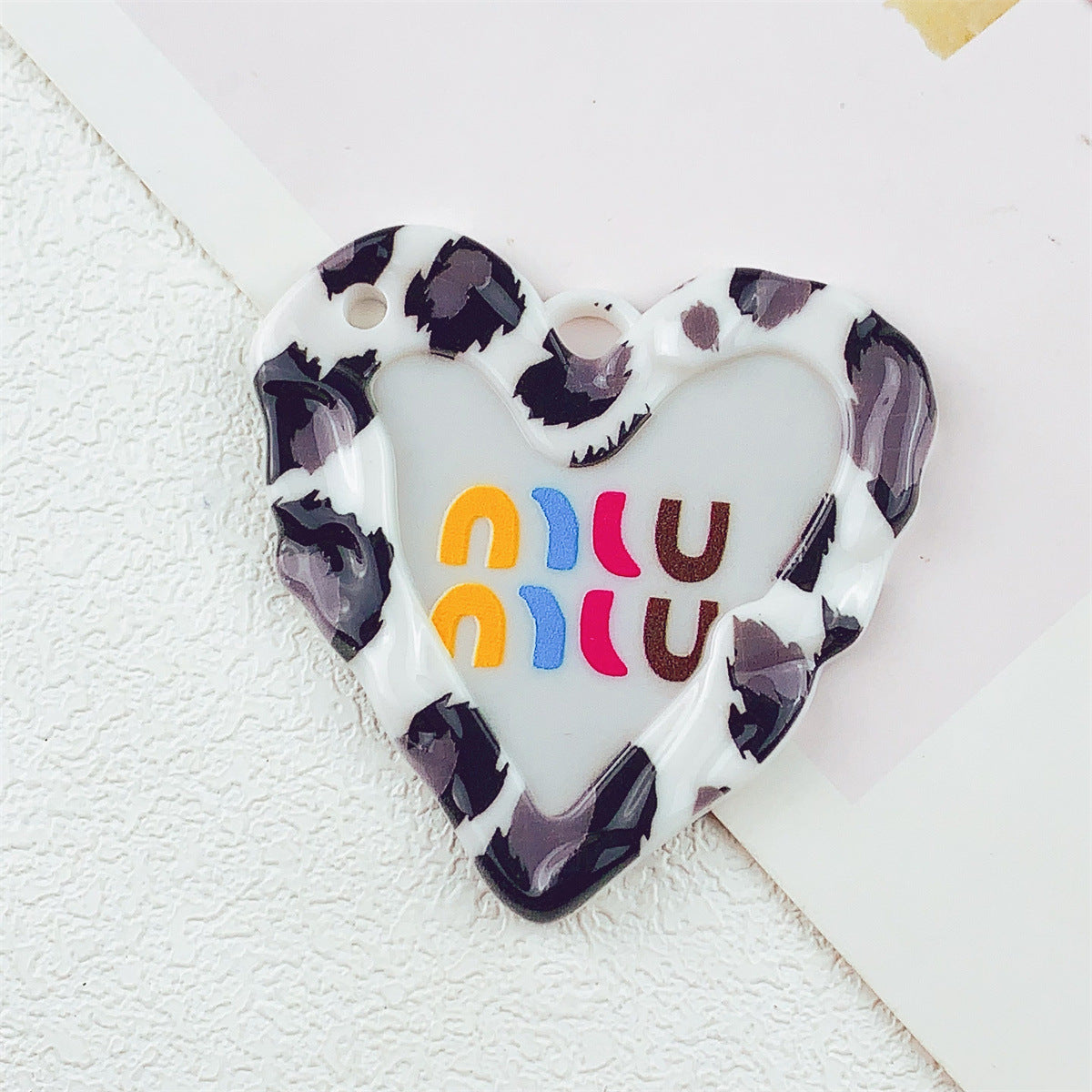 Acrylic Double-Sided Printed Colorful Leopard Print Large Heart Pendant