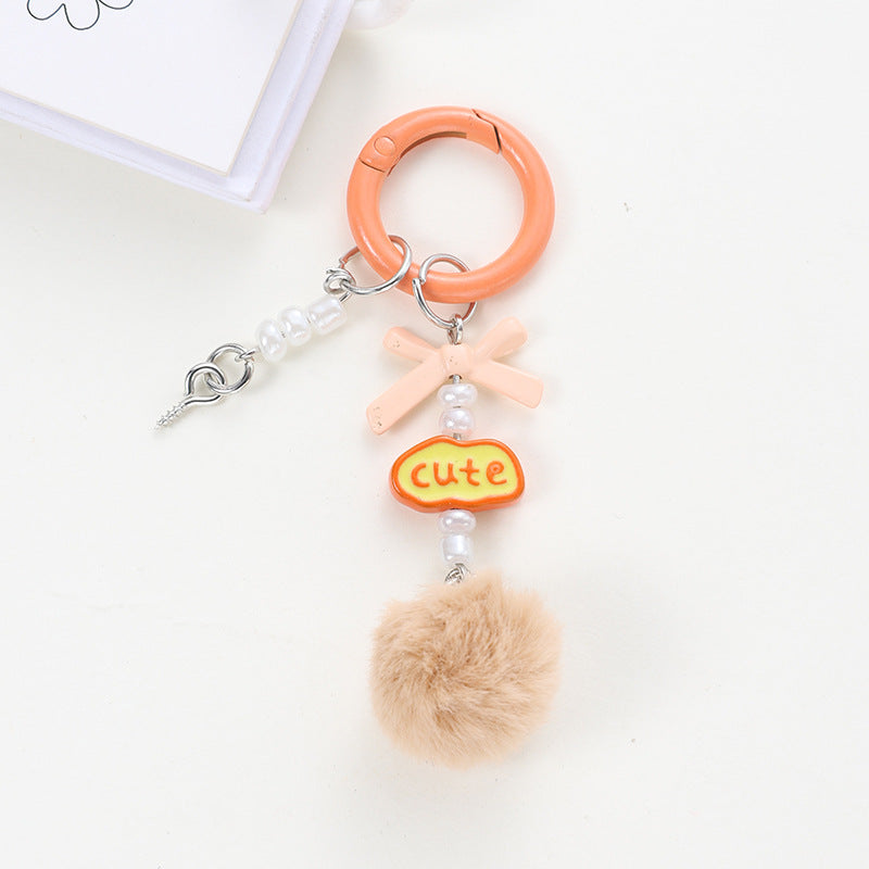 Wholesale Handmade beaded wool ball keychain