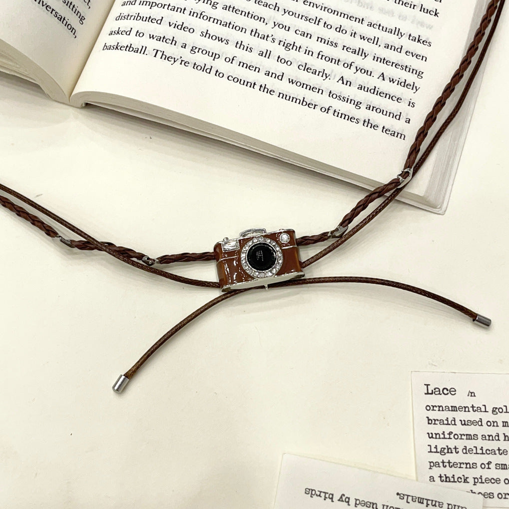 Wholesale  Retro brown Camera Necklace