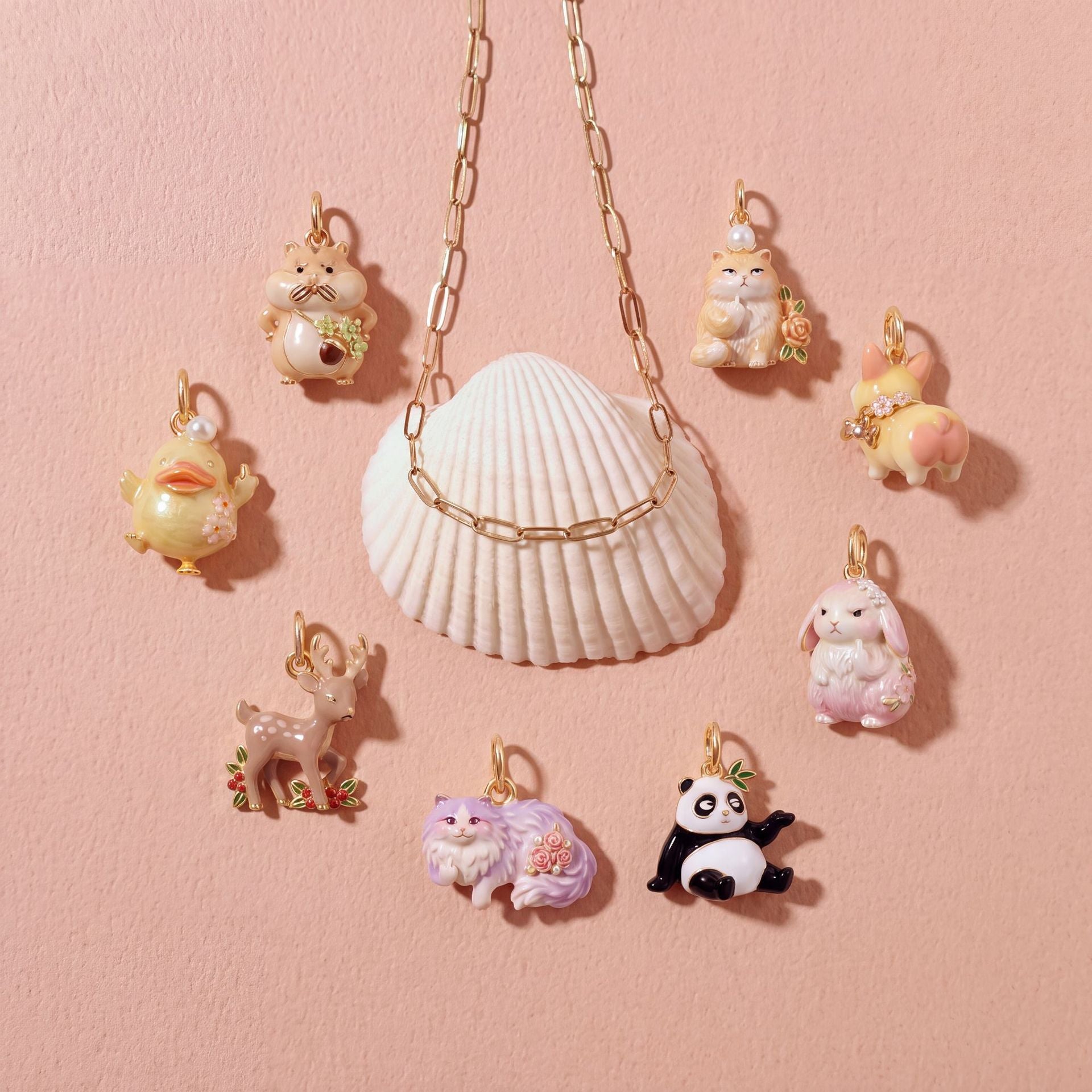 Wholesale Copper Enamel Animal Pendant Charm Cute Lamb Panda Rabbit DIY Jewelry Accessory