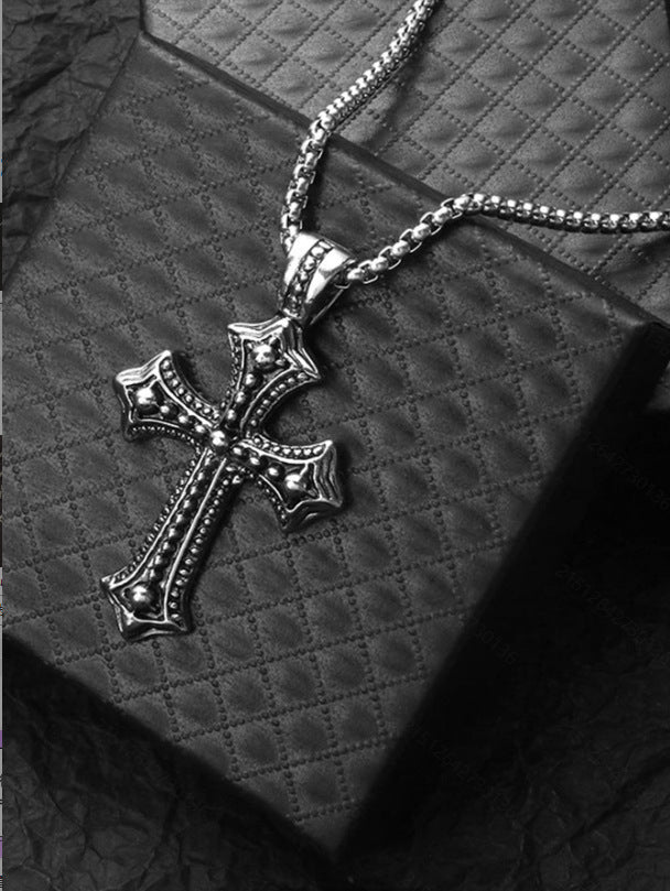 Wholesale Titanium Steel Electroplated Retro Punk Cross Necklace Men S Hip Hop Jewelry Accessory