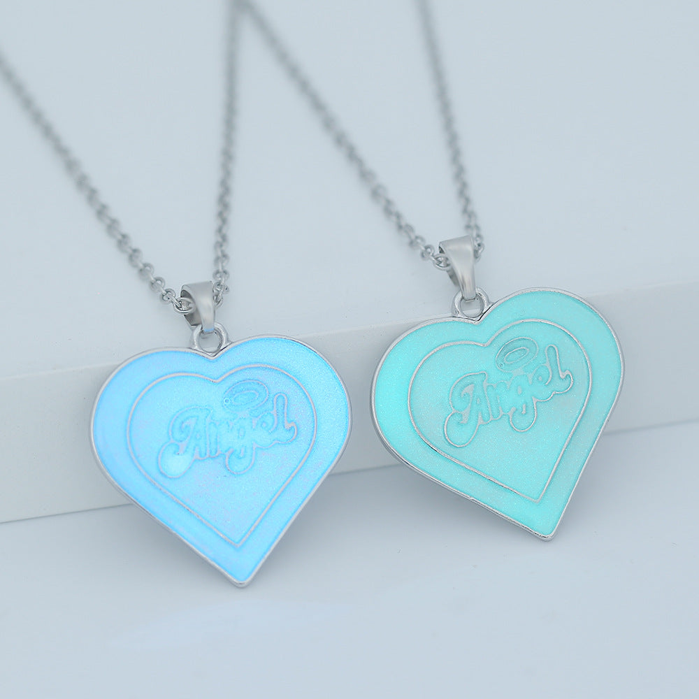 Wholesale Stainless steel  love angel luminous  pendant necklace