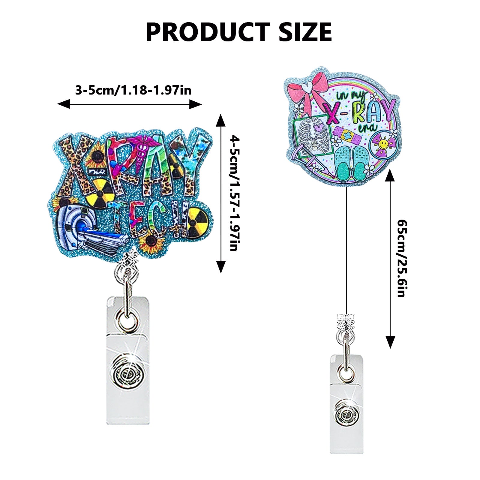 Wholesale Chic Glitter Acrylic Retractable Rotating Badge Holder for Medical Student ID Clip
