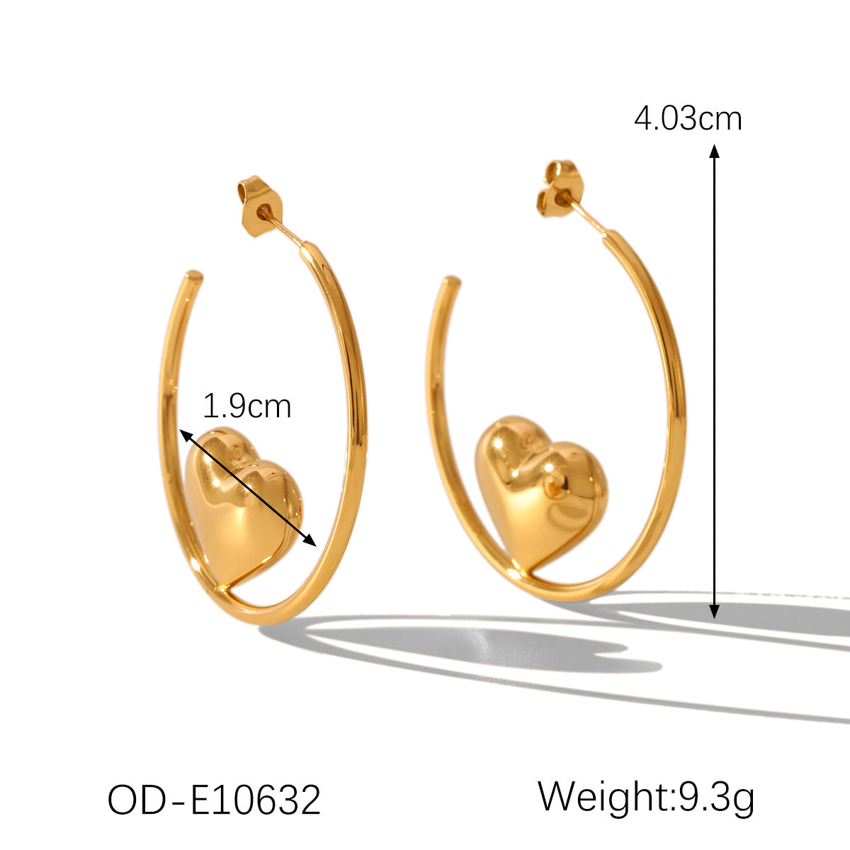 Wholesale  retro stainless steel heart-shaped earrings