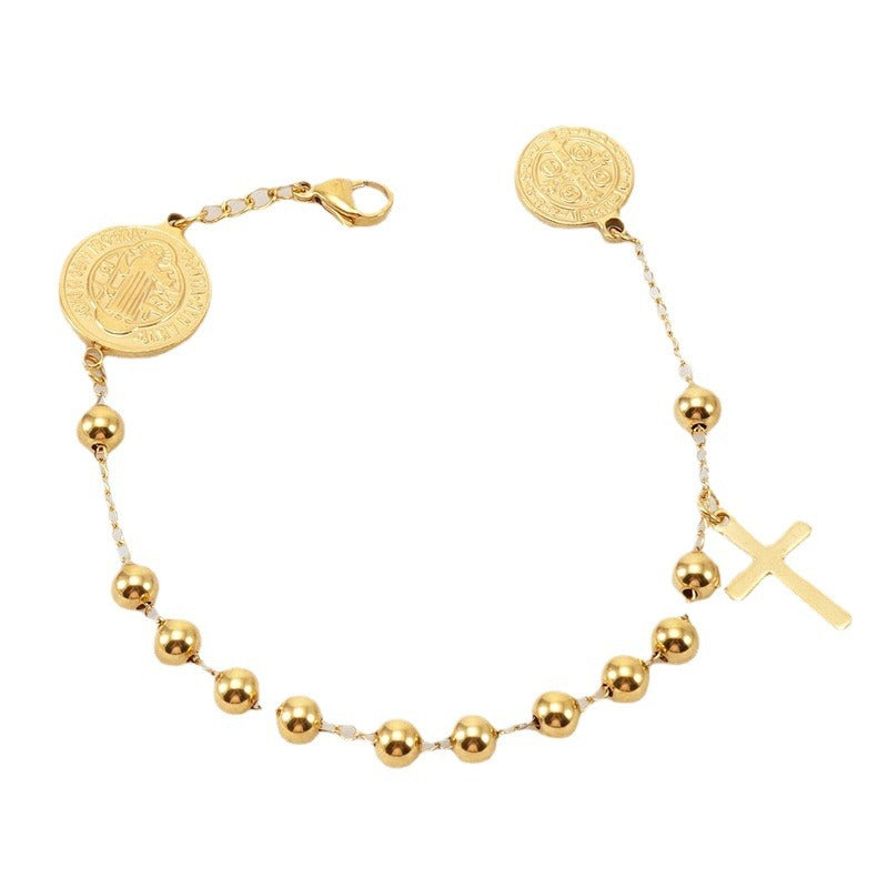 Wholesale 18K Beaded Stainless Steel Bracelet Titanium Steel ACC-BT-Zhongy003