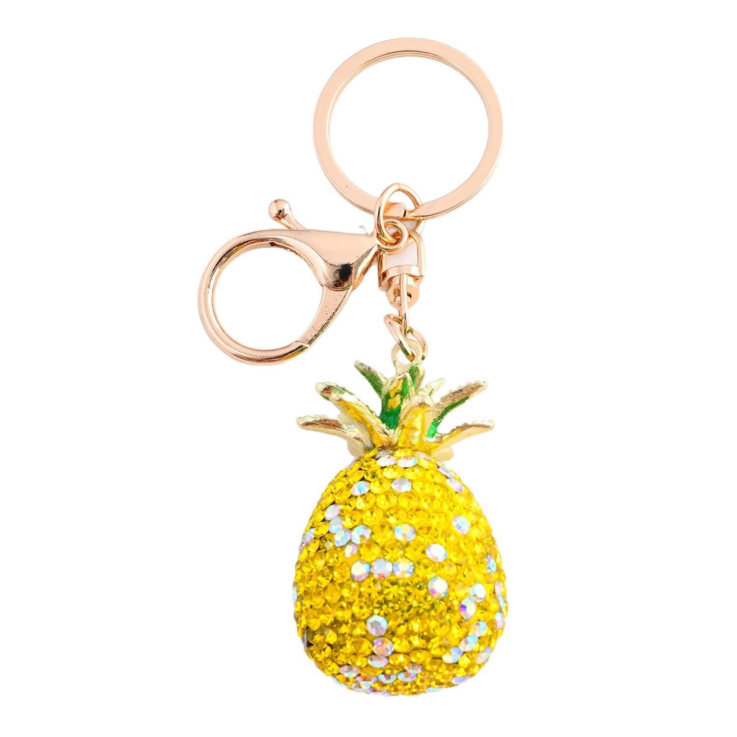 Wholesale Diamond-Encrusted Simulated Pineapple Car Keychain  Bag Pendant Metal Keychain