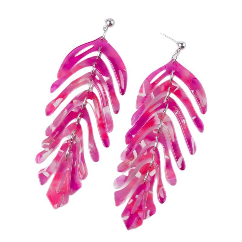 Wholesale leaf earrings fresh simple leaf acrylic acetate earrings Tassel Style