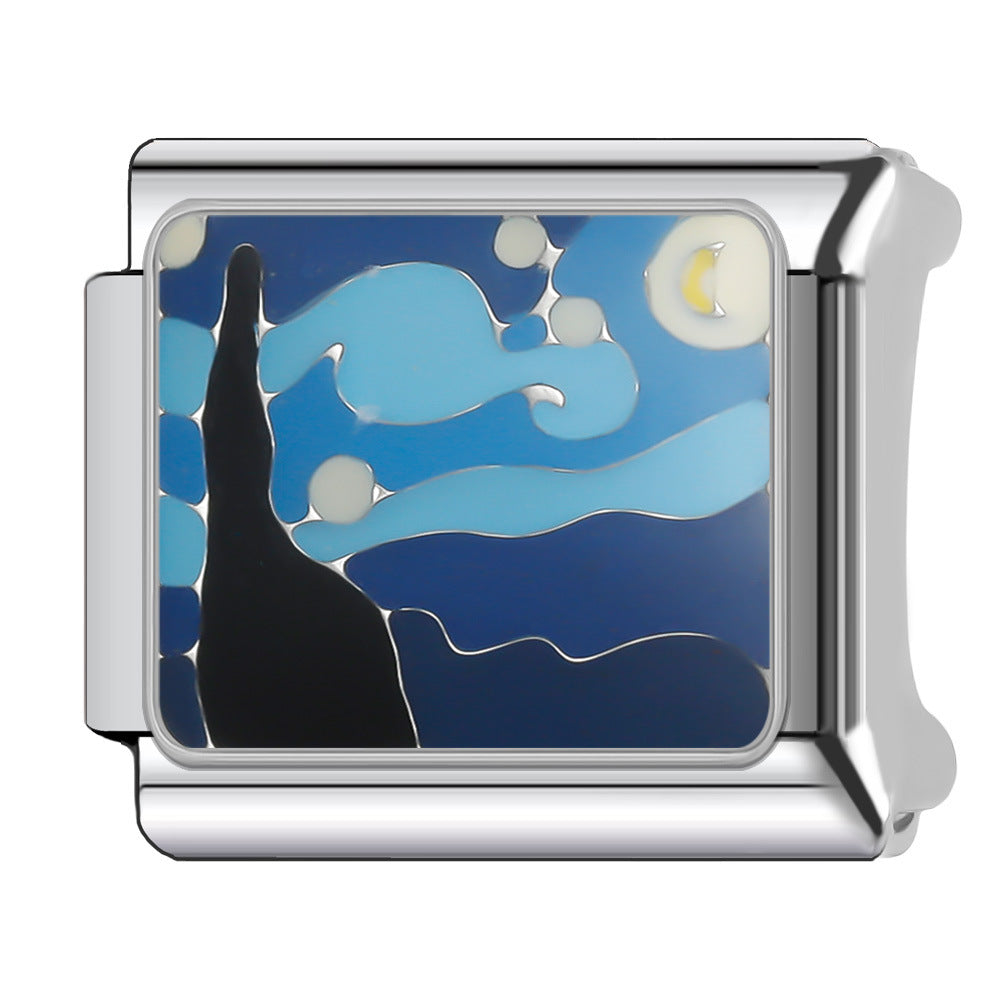 Wholesale Italian Charm Bracelet 9mm DIY Splicing Holiday Scenery Stainless Steel Composable Bracelet