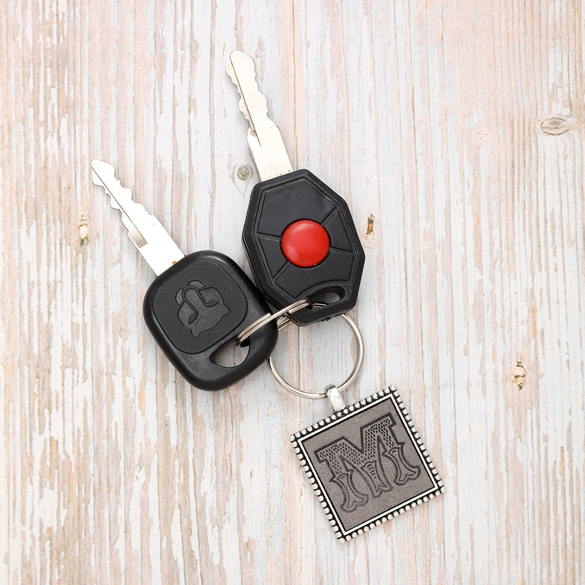 Wholesale 26 Letters Leather Embossed Keychain