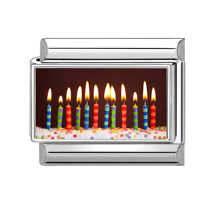 Wholesale Italian Style Birthday Theme Patchwork Stainless Steel Bracelet Fashion Accessory Gift