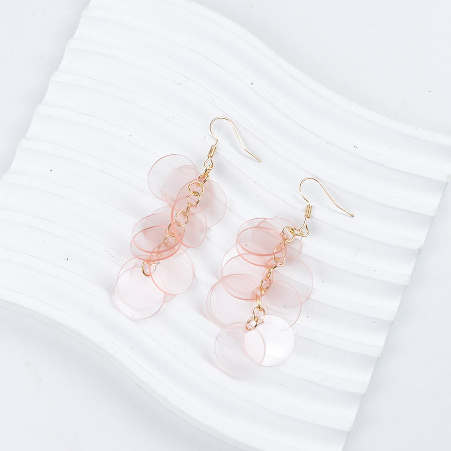 Wholesale  seaside holiday style transparent color round tassel earrings