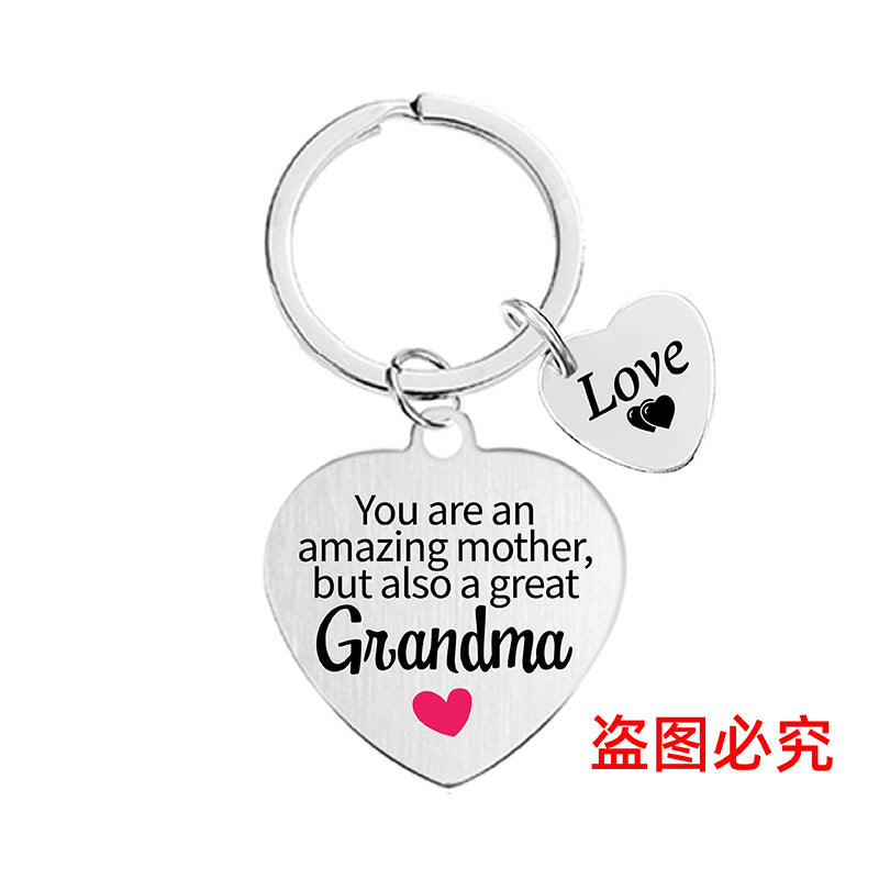 Wholesale Heart Color Print Family Affection Inspirational Holiday Gift Metal Keychain Creative Keychain ACC-KC-Ganggu020