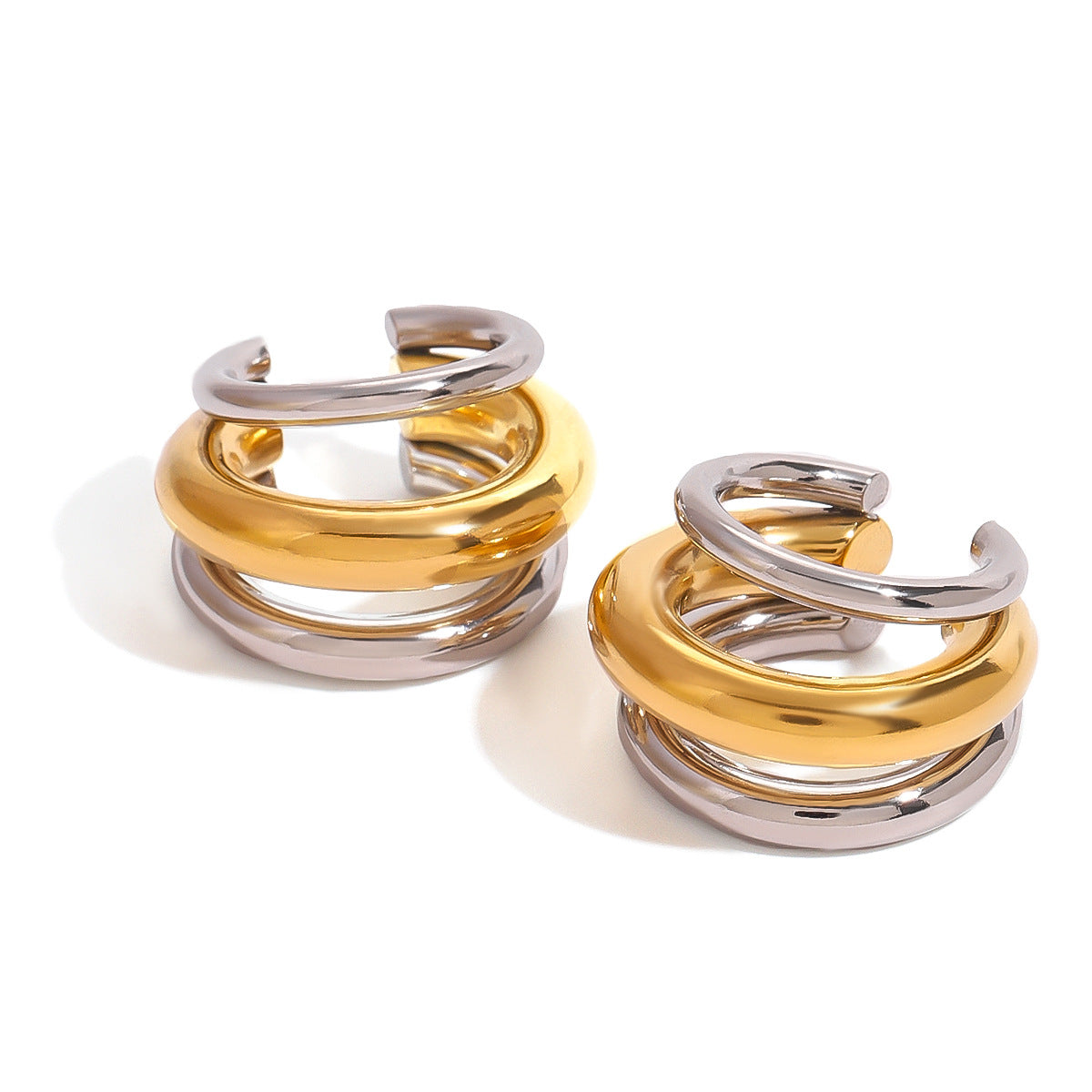 Wholesale  stainless steel gold and silver contrast earrings