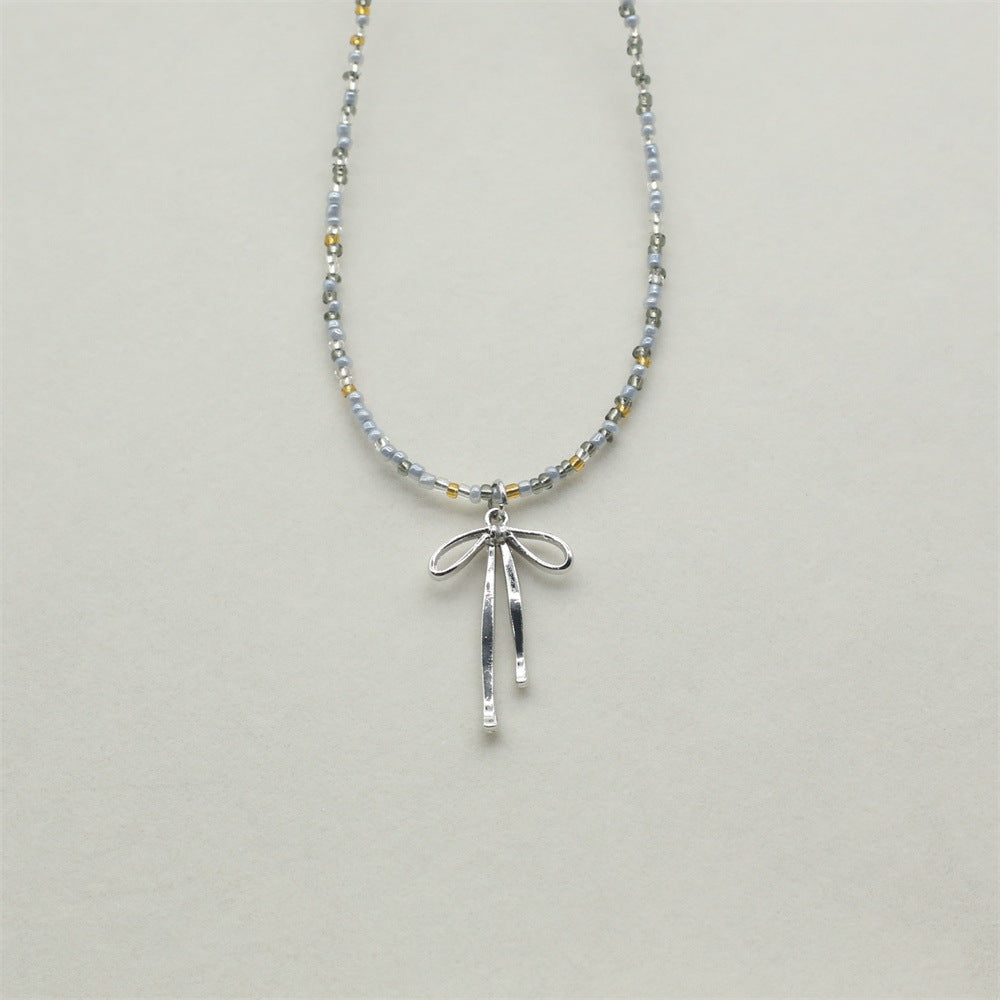 Wholesale  Luxury  Beads Beaded Bowknot Pendant Necklace