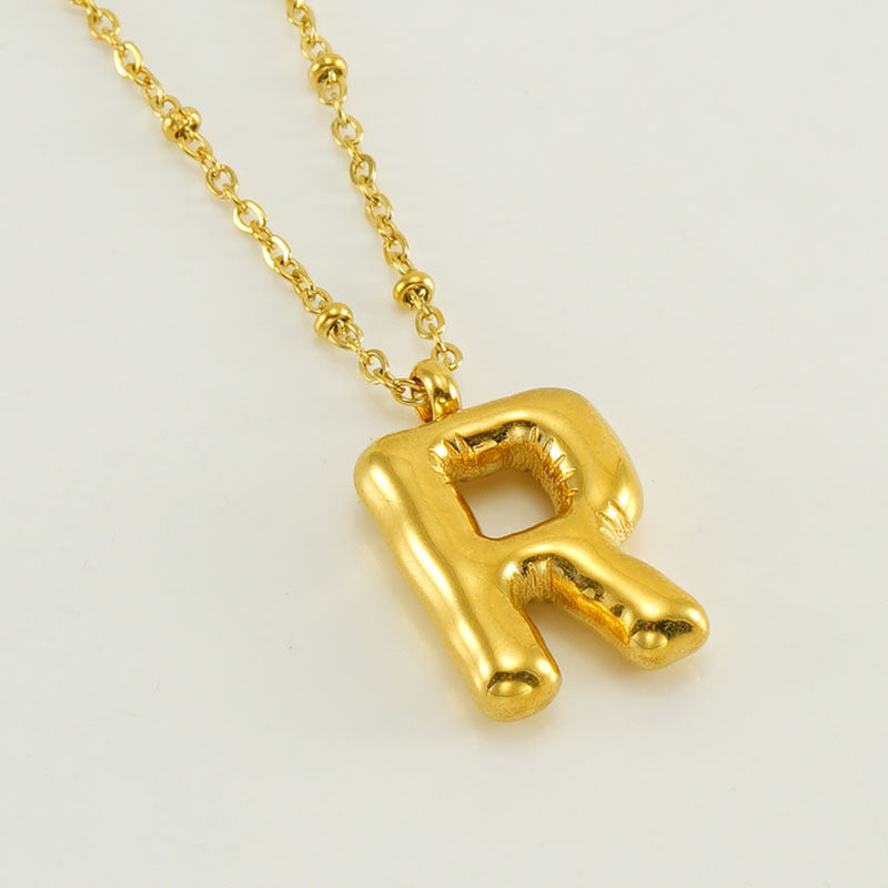 Wholesale  bubble letter necklace 18K stainless steel English letter pendant jewelry