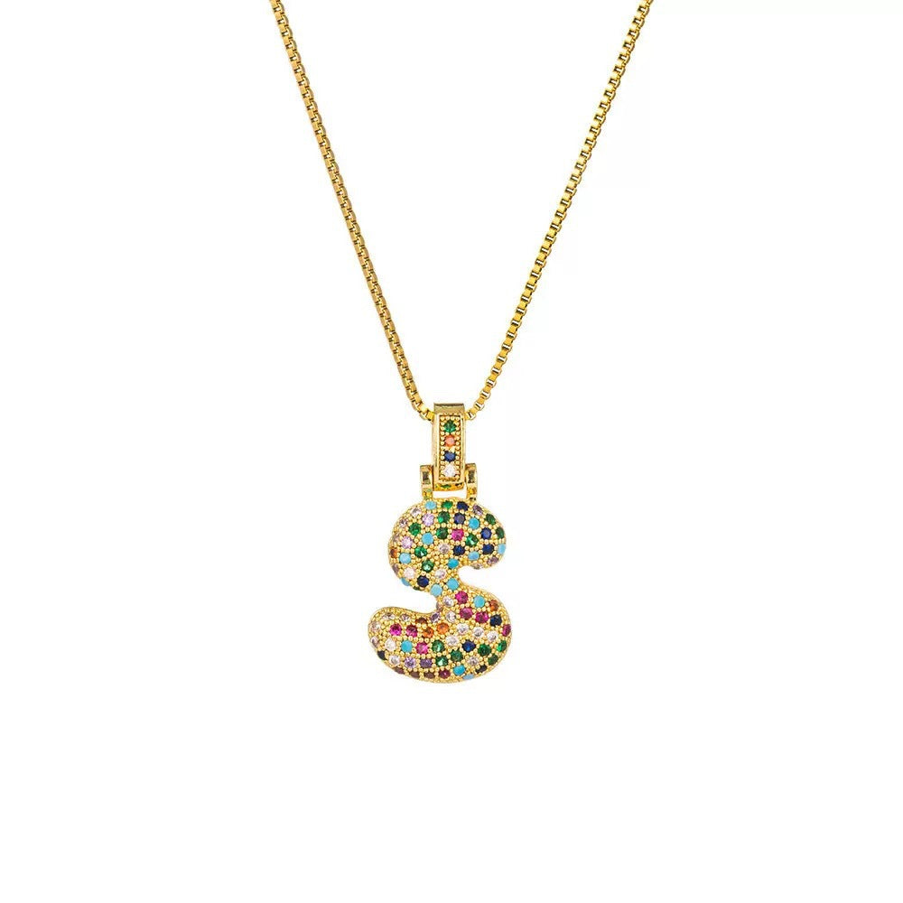 Wholesale Hip-Hop 26 Letter Pendant Set,  Gold Plated Copper Diamond-Set,  Chic Jewelry Gift