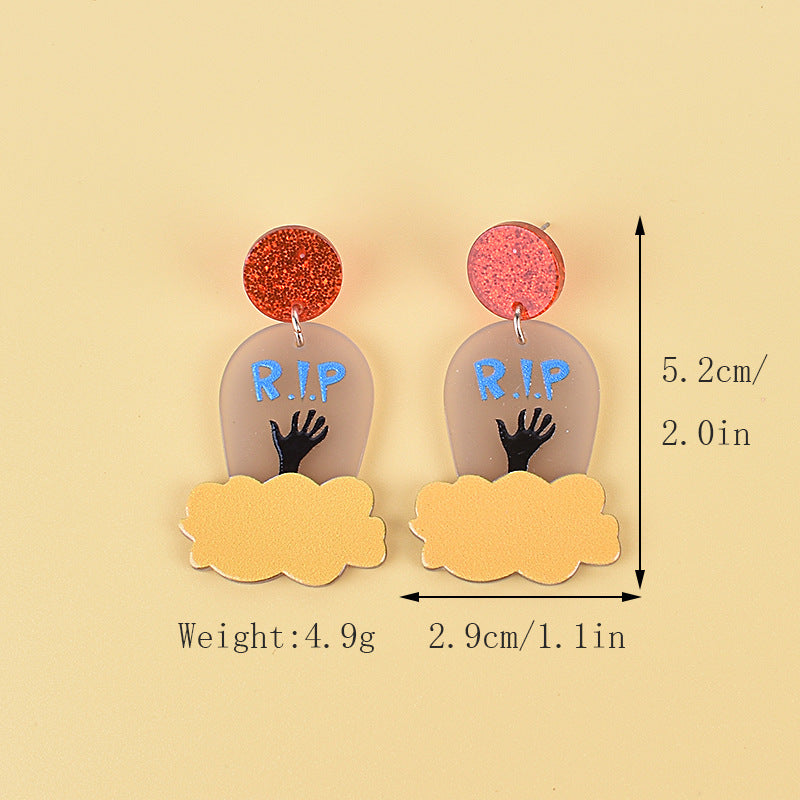 Wholesale Halloween Earrings Witch Tombstone Scream Ghost Acrylic  Earrings