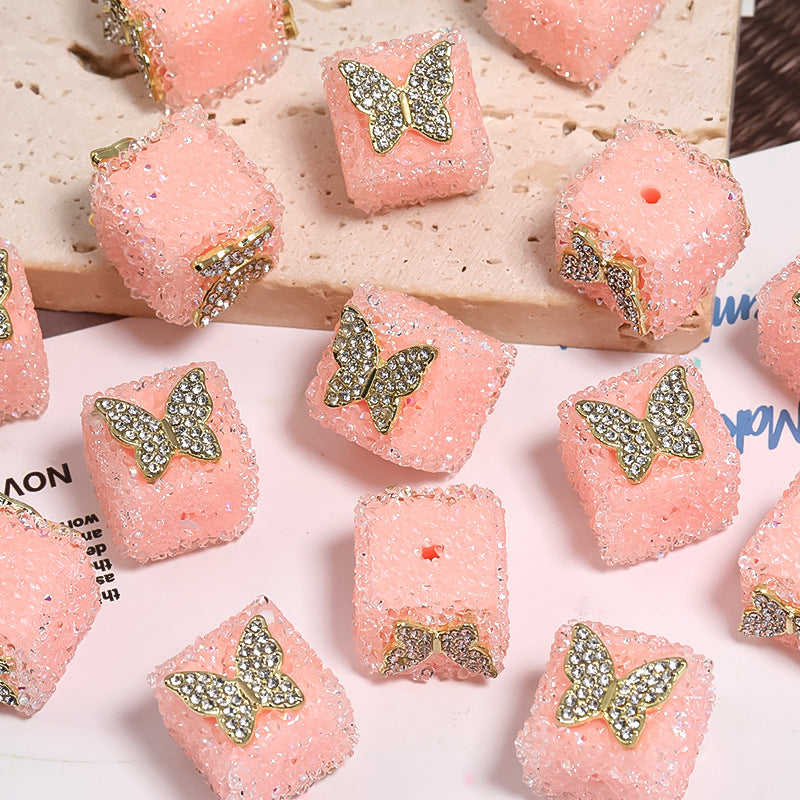 Wholesale of 5pcs Water Diamond Sugar Beads Butterfly Five Pointed Star Square Diamond Ball Beads ACC-BDS-BLG009