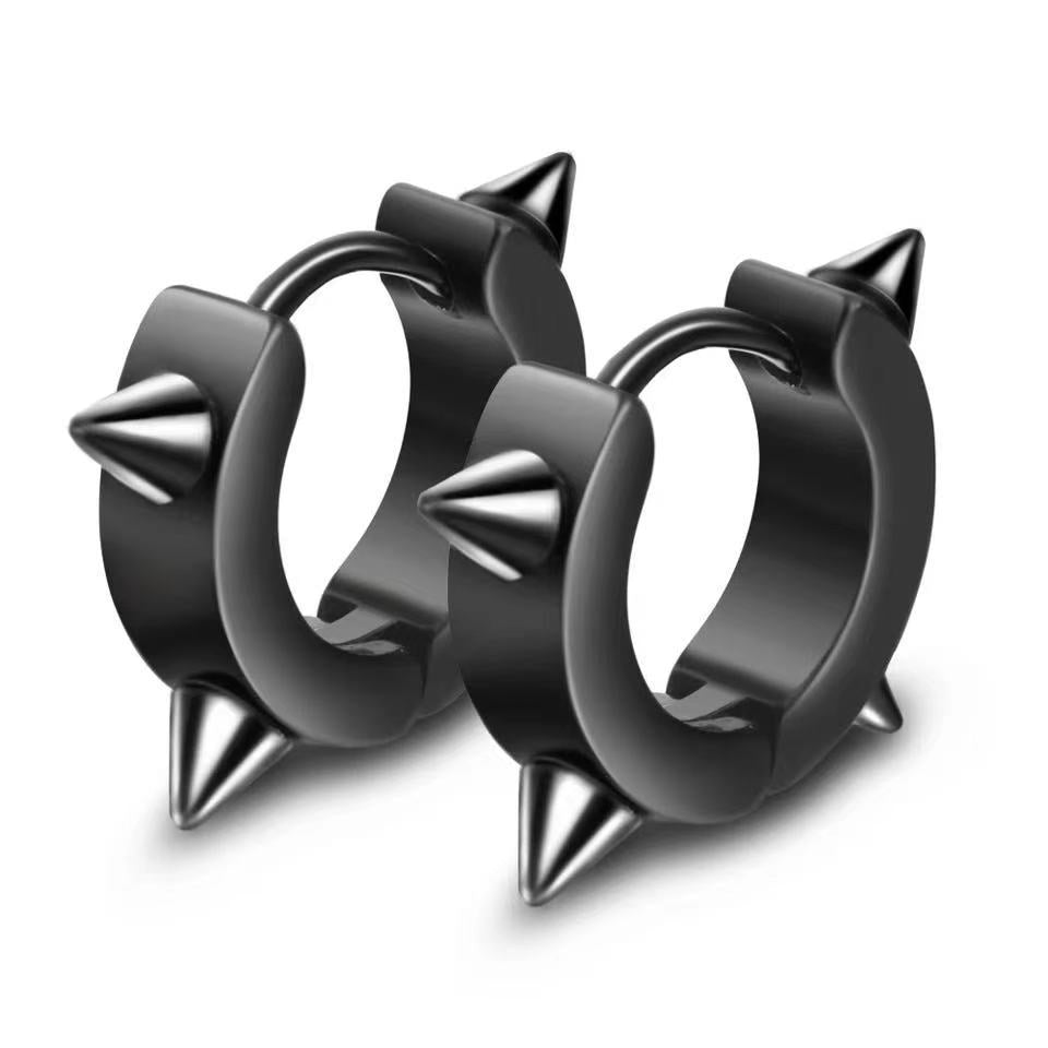Wholesale Black Series Punk Style Special-shaped Titanium Steel Ear Clip Earrings ACC-ES-MuShan025
