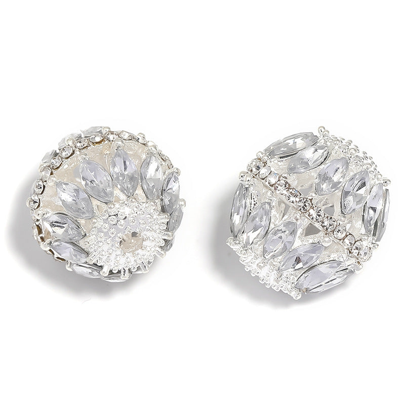 Wholesale 10pcs Heavy Alloy Hollow Diamond Balls Horse Eye Rhinestone Beads DIY Accessories ACC-BDS-BLG094