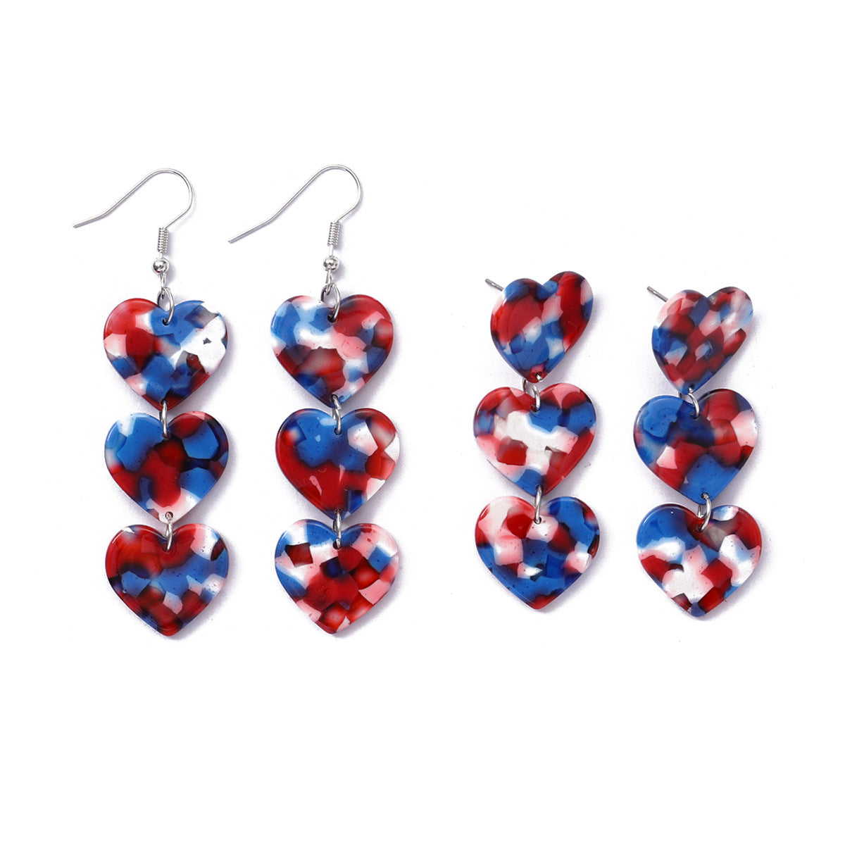 Wholesale Heart Earrings Independence Day Earrings