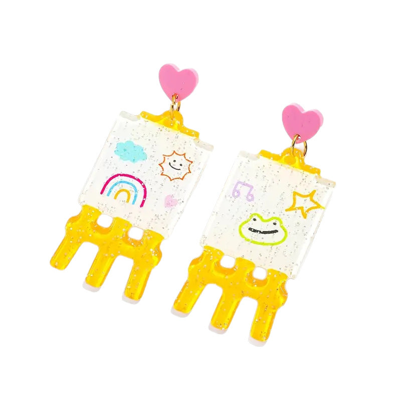 Wholesale Acrylic Back-to-School Cute Cartoon Drawing Board Earrings