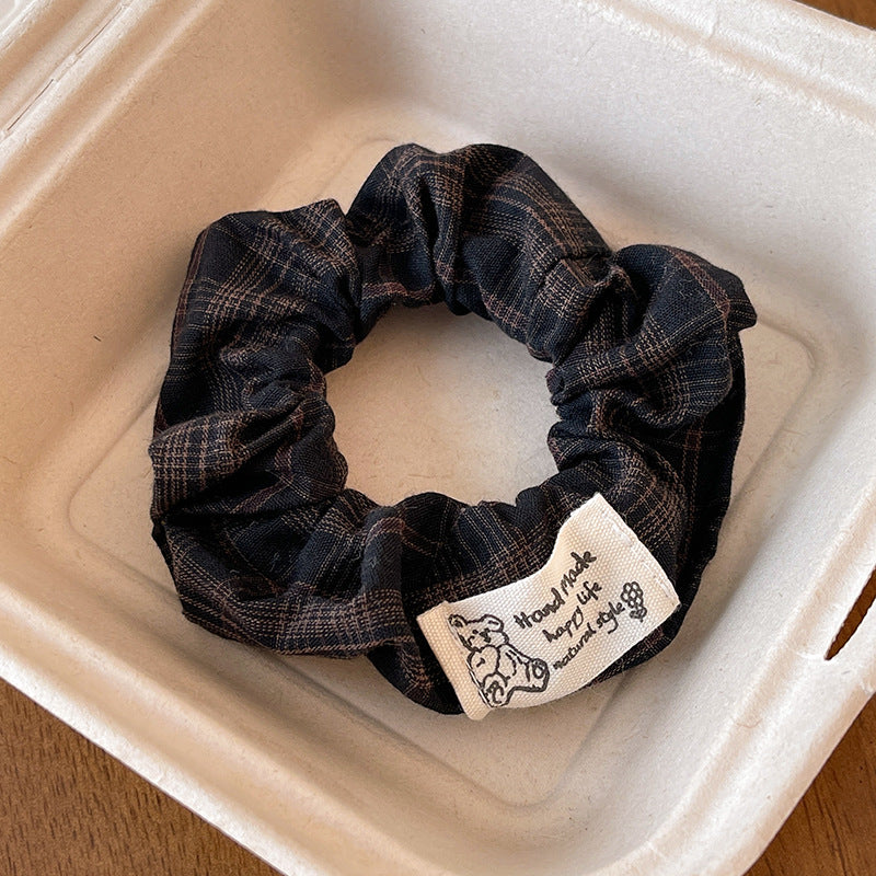 Wholesale Sweet College Style Milk Blue Plaid Lace Scrunchie With Cream Bow Fashion Hair Accessory For Boutique Resale