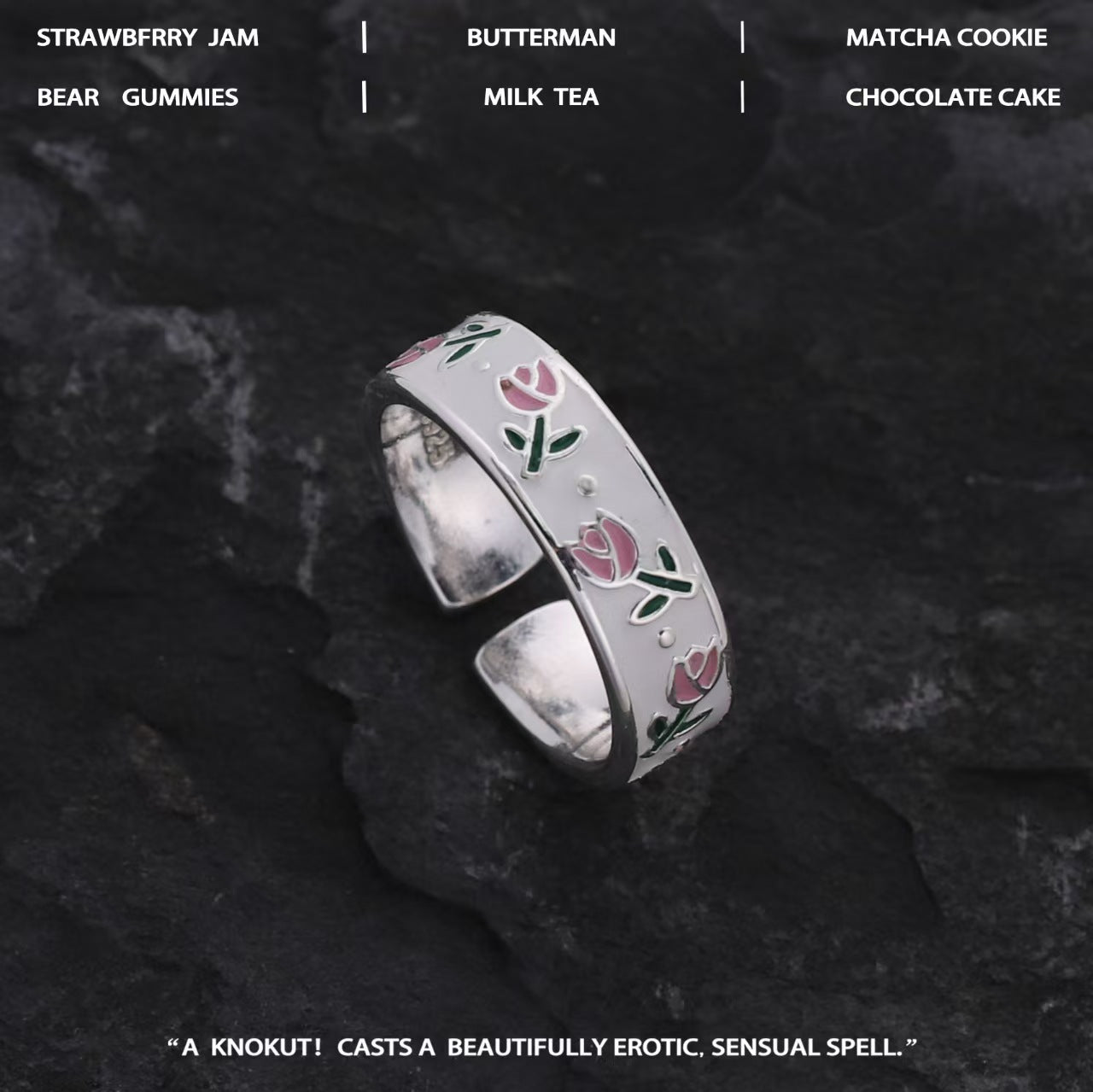 Wholesale Adjustable Flower Ring With Pink Enamel Tulip Design Everyday Wear Fashion Accessory For Boutique Resale