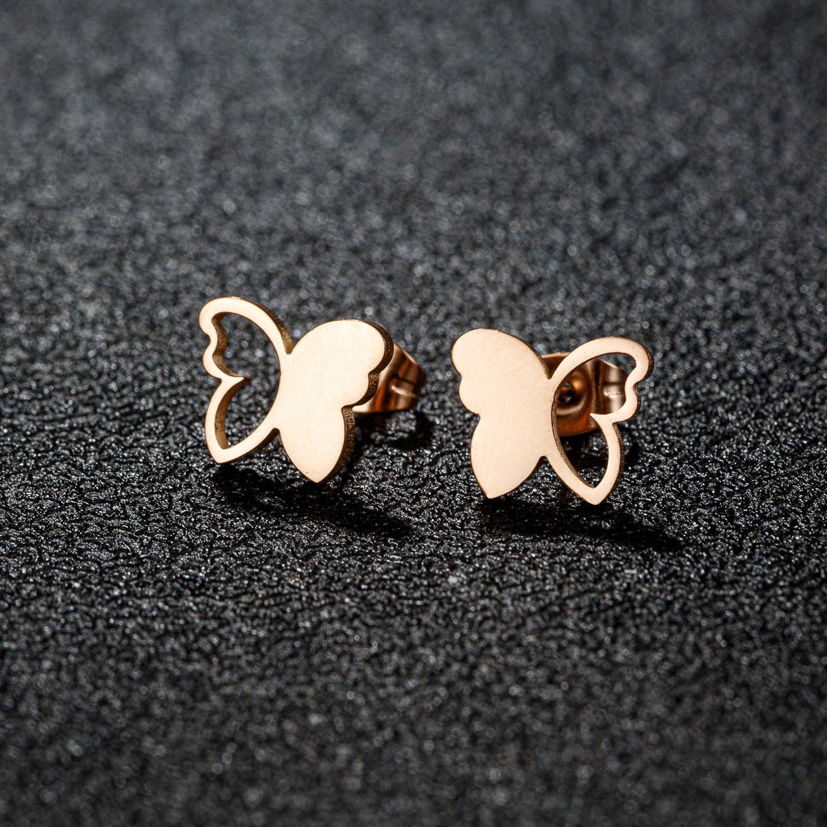 Wholesale Stainless Steel Gold Butterfly Earrings with Ear Cuff French Minimalist Fashion Jewelry Accessory Boutique Gift