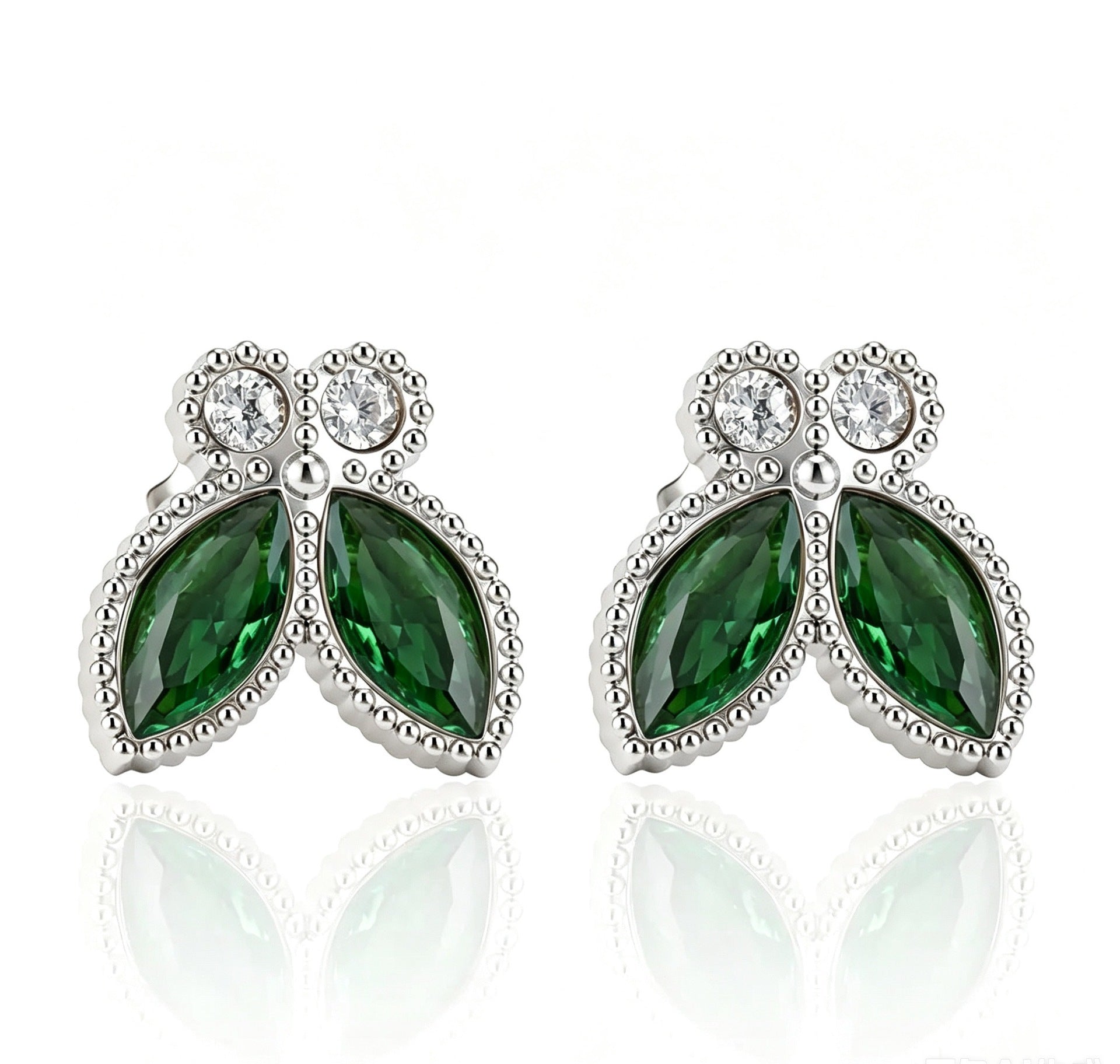 Wholesale Butterfly Cubic Zirconia Earring Set - 18K Gold Plated Stainless Steel,  Women' s Fashion Jewelry Accessory