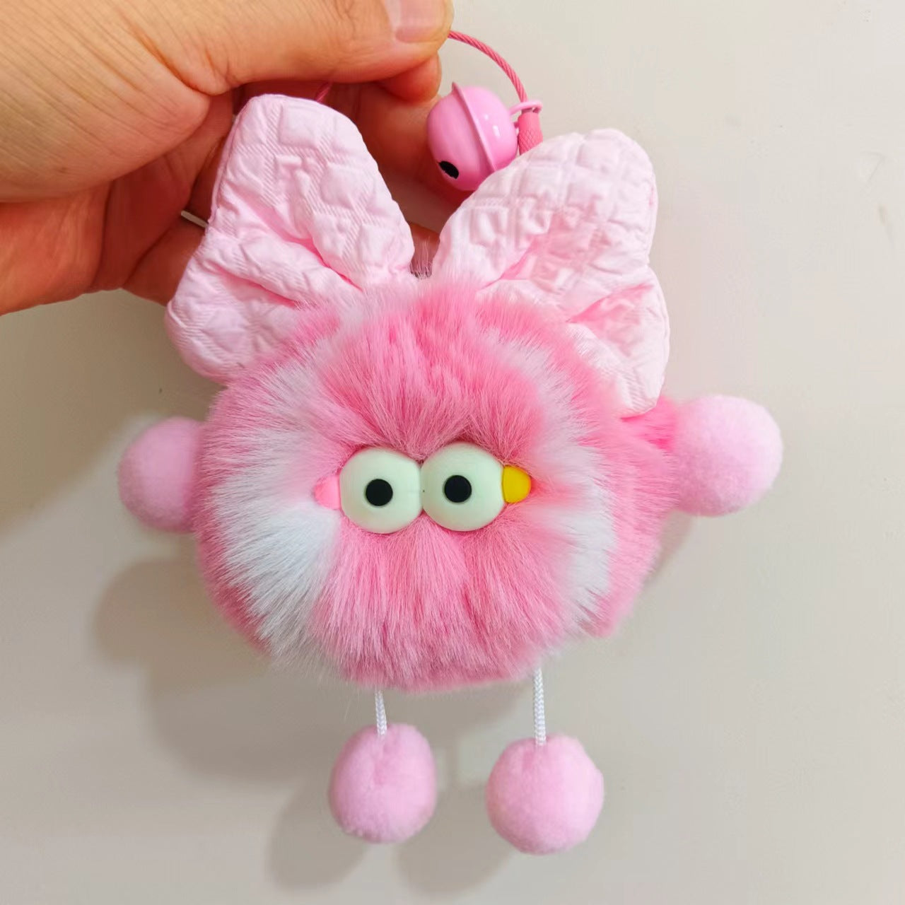 Wholesale cute little tennis ball rex rabbit fur keychain