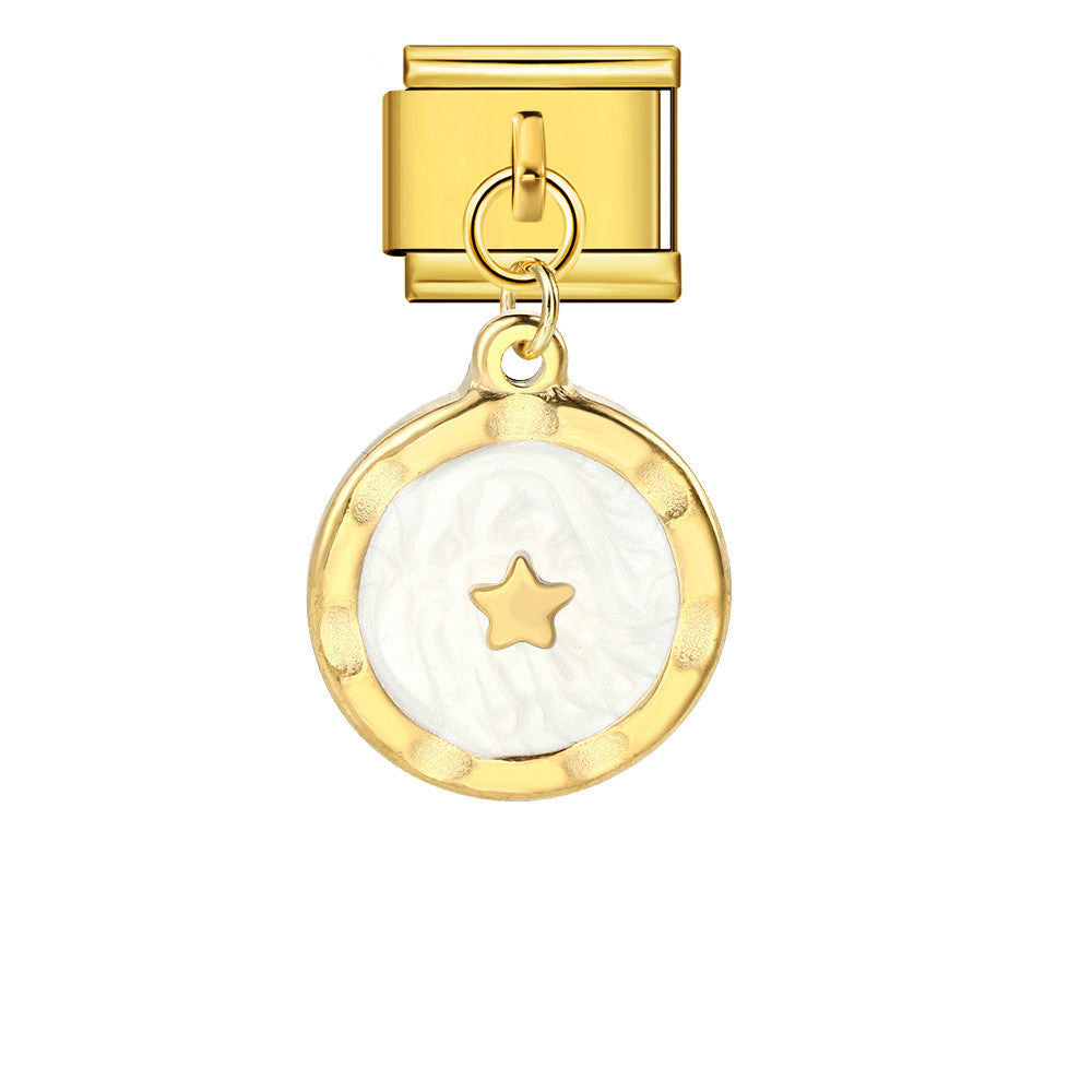 Wholesale 5pcs Italian Charm Bracelet 9mm DIY Splicing Gold and Silver Round Pendant Stainless Steel Composable Bracelet