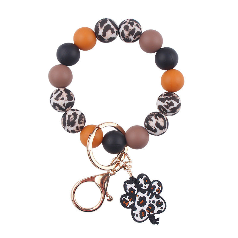 Wholesale Cartoon Dog Paw Silicone Beaded Wristlet Keychain ACC-KC-GuangTian082