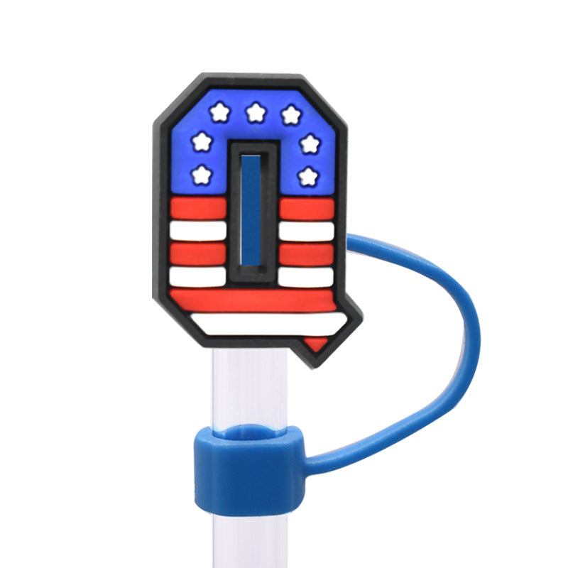 Wholesale Random 100pcs dustproof straw cap letter Straw Cover Straw Tube Cap