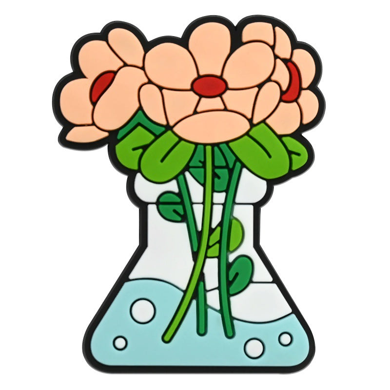 Wholesale  Random 100pcs  floral bouquet series PVC Soft Rubber Shoe Buckle Decoration