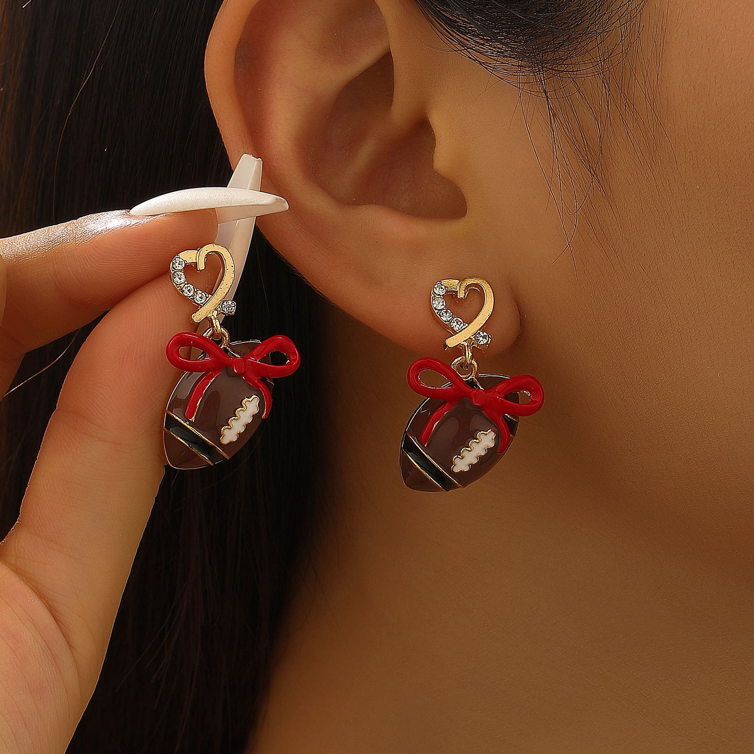 Wholesale sports style football love bow  necklace