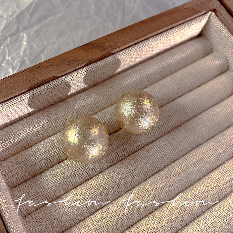 Wholesale S925 Silver Needle Large Pearl Earrings