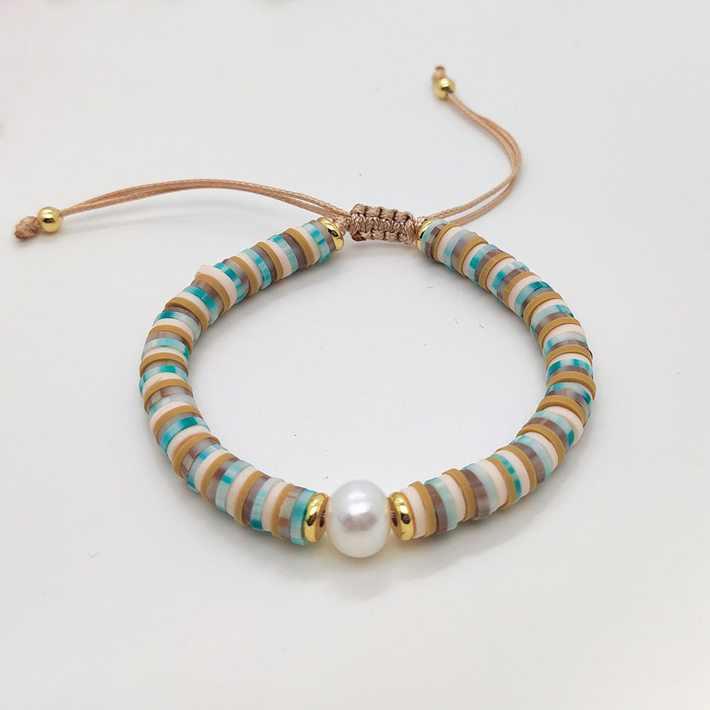 Wholesale bohemian beach style colorful soft clay beaded bracelet ACC-BT-Qiqi003